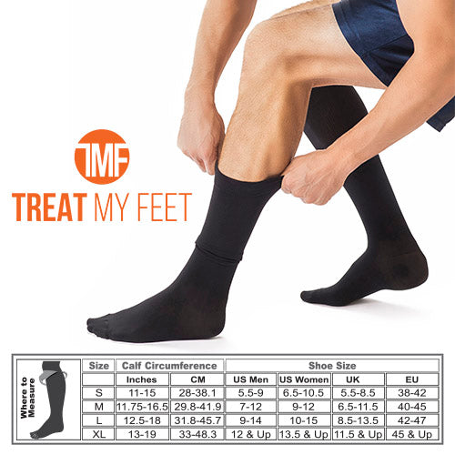 Black Calf & Leg Moderate Compression Socks - 15-20 mmHg - Treat My Feet