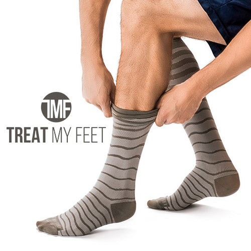 Grey Striped Calf & Leg Moderate Compression Socks - 15-20 mmHg
